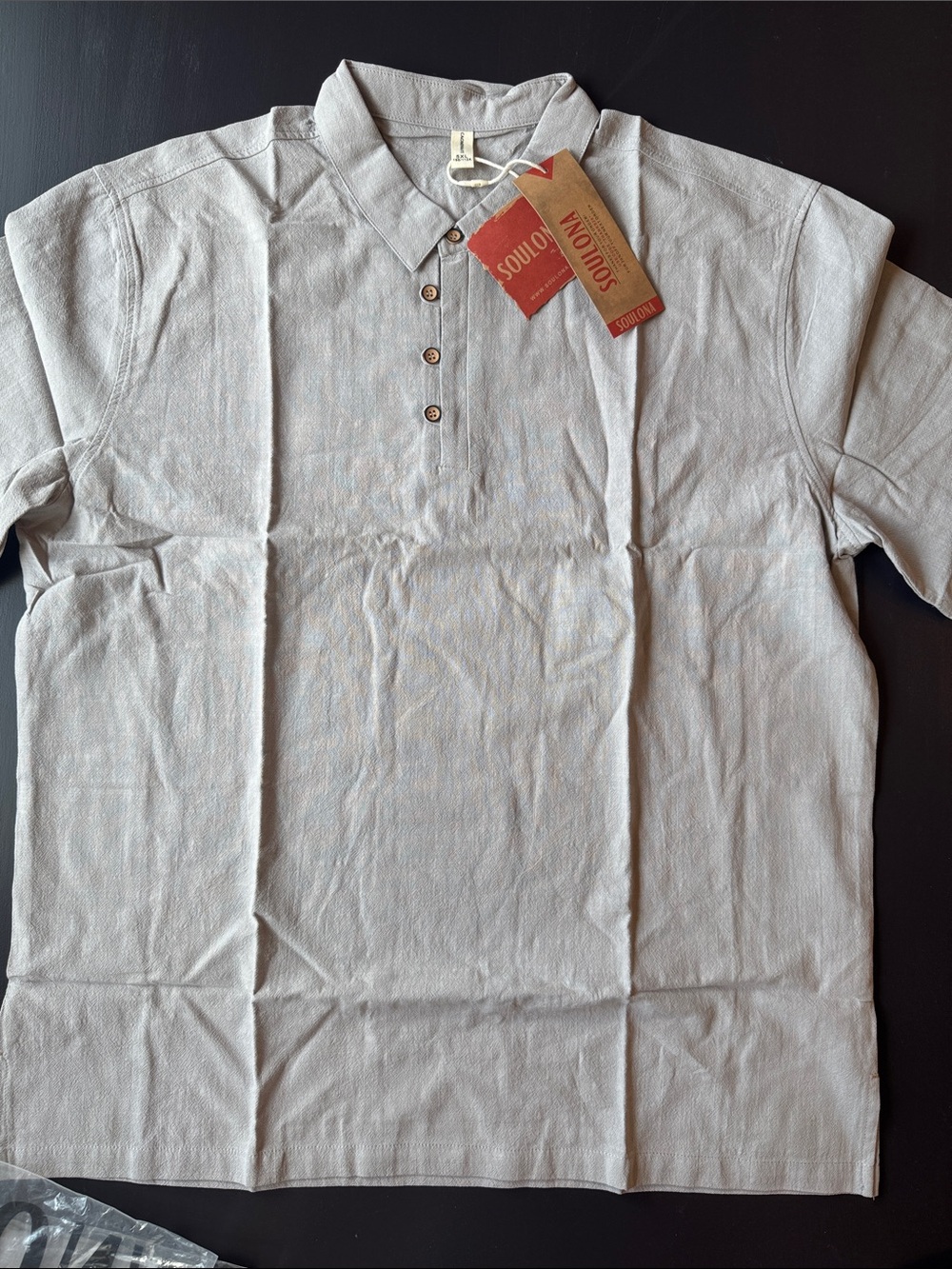 NWT Soulona Linen blend polo shirt size 5 XL light gray/stone men’s